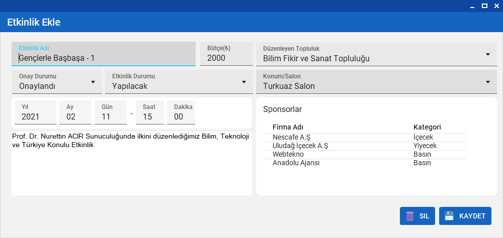 BTÜ SKS Yönetim Yazılımı 3